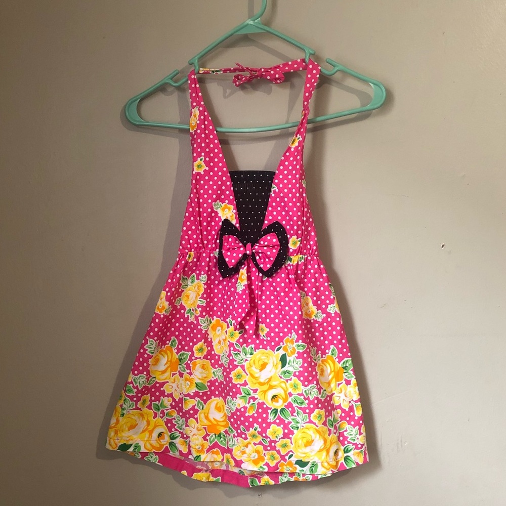 Unik Size 3 Girls Pink Cute Floral Polka Dot Dress